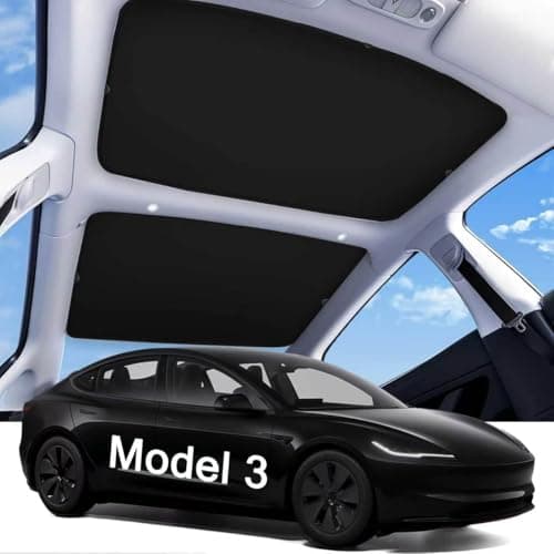 LOWEEY 2026 Upgraded Tesla Model 3 Sunshade Roof, UPF200+ Roof Sunshade with Storage Bag, No-Sag&No-Gaps Heat Insulation Foldable Roof Shade,Tesla Accessories for My 2020-2026,Black