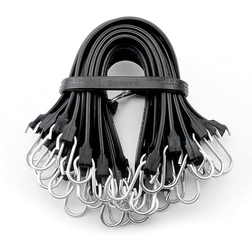 XSTRAP STANDARD 20 Pack 15'' Adjustable Rubber Tarp Straps, EPDM Bungee Cords with Hooks, Ideal for Securing Tarps, Canvases, Flatbed Trailers