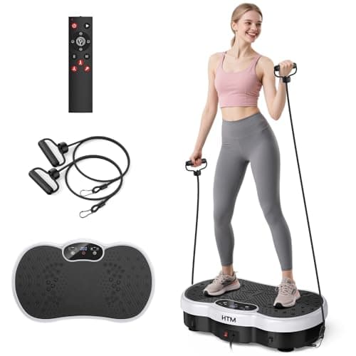 Vibration Plate Exercise Machine, Whole Body Shake Plate Vibrating Platform with Resistance Bands Slot, 300 Lbs Capacity, 120-Speed, 9 Workout Modes for Home Fitness, Relaxation