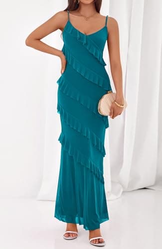 BTFBM Summer Dresses for Women 2026 Spaghetti Strap Bodcyon Solid Cocktail Wedding Guest Dress Fashion Clothing(Lake Blue,X-Small) - Thumbnail 6