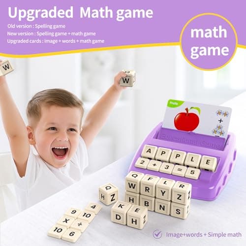 Matching Letter Games for Kids Ages 4-8,Learning & Education Toys for Preschool Boys Girls Spelling/Reading/Math Learning/Word Recognition,Birthday Gifts Educational Toys for Kindergarten Kids, Purple - Thumbnail 3