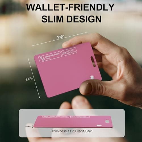 AI.QVOKA Tracking Card for Apple & Android, Credit Card Tracker for Wallet Works with Apple Find My & Google's Find Hub (Pink, 1 Pack) - Thumbnail 6