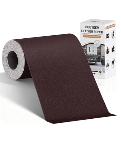 BOUYEER Leather Repair Patch Tape Kit,Self Adhesive Leather Repair for Sofa，Car Seat,Office Chair,Furniture,Jacket,Waterproof Strong Adhesive Vinyl Repair Kit. 4 in x 79 in,Dark Brown