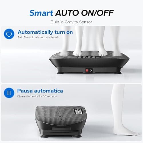 MERACH Vibration Plate Exercise Machine, Whole Body Workout Equipment for Women, Bluetooth and Silicone Pedal, Vibration Plate with Auto Mode, Vibrate Fitness Platform for Home (Black) - Thumbnail 3