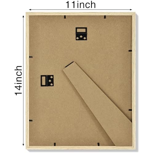 Vittanly 11x14 Picture Frame Set of 4, Display Pictures 8x10 with Mat or 11x14 without Mat, Gallery Wall Frame Set for Wall or Tabletop, Engineered Wood with Shatter Resistant Plexiglass, Natural - Thumbnail 6