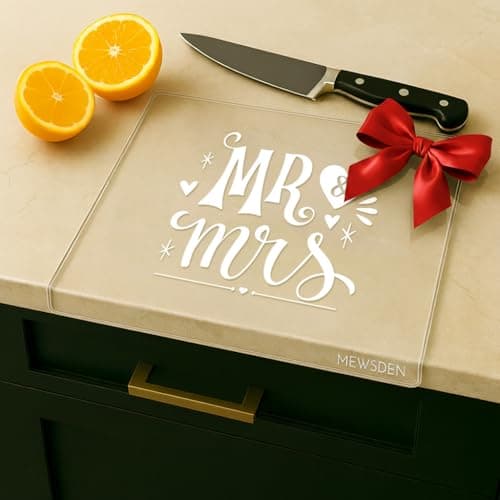 Engraved Acrylic Cutting Board with Counter Lip - Engagement Gifts Wedding Gift for Couples Clear Countertop Protector, Bride Shower Gift Mr and Mrs Gifts for Couple Aesthetic Kitchen Decor - Image 1