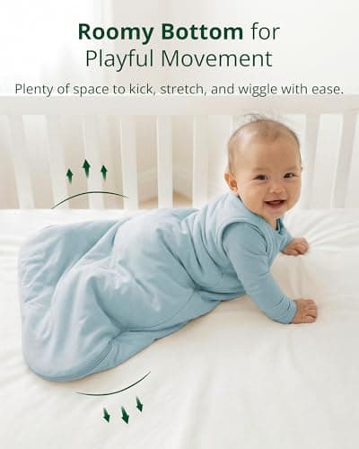 EARTH PENGUIN Soft Bamboo Viscose Baby Sleep Sack 6-18 Months, 1.0 TOG Baby Sleeping Bag 2 Pack, Cozy Baby Wearable Blanket 2-Way Zipper - Thumbnail 5