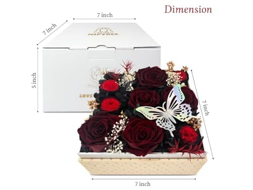 HipTree Preserved Burgundy Rose, Forever Eternal Real Austin Rose Gifts for Women, Valentine’s Day Mother’s Day Birthday Christmas Wedding Anniversary for Mom Wife Girlfriend - Thumbnail 2