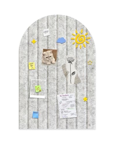 Foldable Bulletin Board 24x16 inches, 0.35" Thick Felt Wall Tiles, Large Cork Board with Adhesive Sticker, Round Edges Wall Panels for Office Bedroom Living Room, Decorative Board (Silver Grey)
