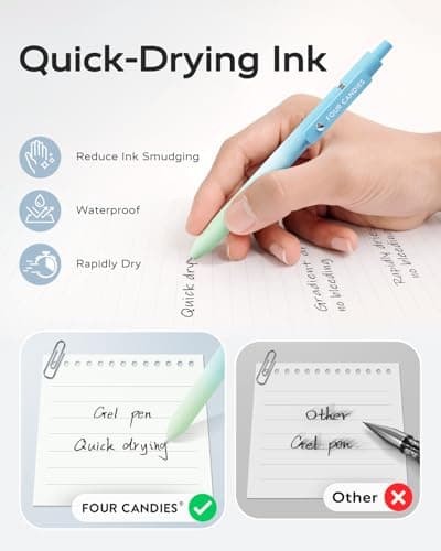 Four Candies Gel Pens, 5 Pcs 0.7mm Quick Dry Black Ink Pen Fine Point Smooth Writing Unique Pen, Office Home School Supplies Essentials Fun Pretty Cute Pens Gifts for Girl Women(Gradient) - Thumbnail 4