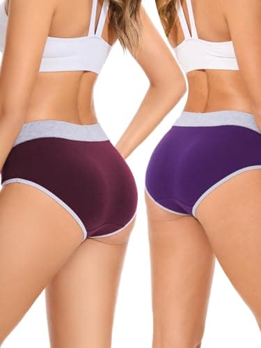 CleainKorte Womens Underwear Cotton Mid Rise Hipster Panties - Soft Stretch Breathable Briefs for Ladies 5 Pack M - Thumbnail 3