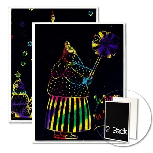 Double-Sided Canvas Boards, 2-Pack 9x12 Inch Scratch Art & Painting Set with 8 Acrylic Paints, 3 Brushes, Wooden Stylus & Stencil, Creative Art Kit for DIY Projects & Crafting Fun - Image 1