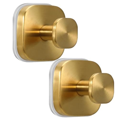 warlve Suction Cup Hooks for Shower - Reusable No-Drill Mounting - Hooks for Towels, Robes & Loofah on Metal, Glass, Mirrors, Tile & Smooth Non-Porous Surfaces (2, Brushed Gold) - Image 1