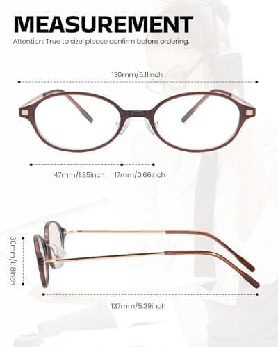 SODQW Titanium Oval Blue Light Glasses for Women, Trendy Small Office-Siren Bayonetta Glasses with Clear Lens - Thumbnail 5