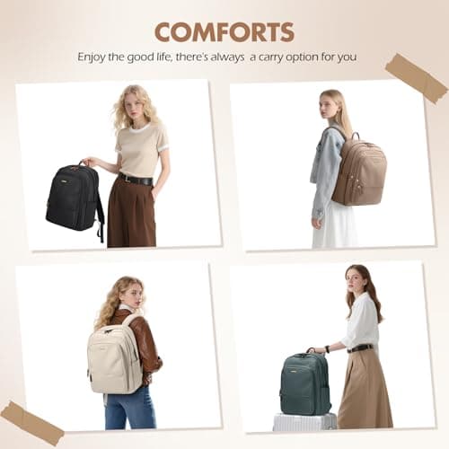 GOLF SUPAGS Backpack for Women Work College Travel Laptop Backpacks Multi-Functional Casual Daypack Teacher Nurse Everyday Bags Fits 15.6 Inch Notebook (Champagne) - Thumbnail 2
