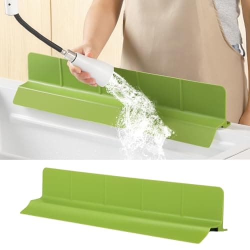 23" Ultra Silicone Sink Splash Guard Released in 2025/Dec for Kitchen Sink,Bathroom and Island,with 3.5" High Splash Guard & 7 Strong Suction Cup (Matcha Green) - Image 1
