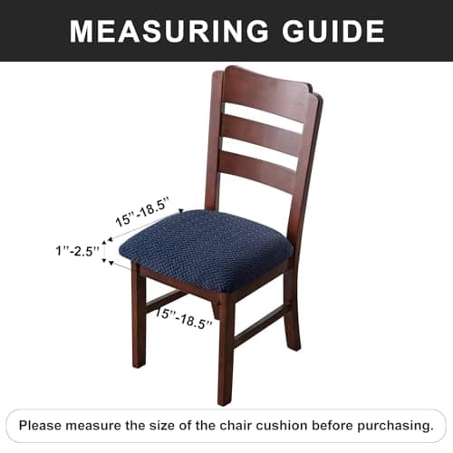 Genina Waterproof Seat Covers for Dining Room Chairs Covers Dining Chair seat Covers Kitchen Chair Covers slipcovers (Navy Blue, 6 Pcs) - Thumbnail 3