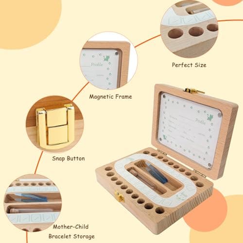 Tooth Fairy Tooth Holder, Handcrafted Natural Wood Storage Box with Fairy Gold Coin, Ideal for Baby Teeth Umbilical Cord Lanugo, Odorless Non-Toxic Keepsake Organizer for Lost Teeth (Large) - Thumbnail 4