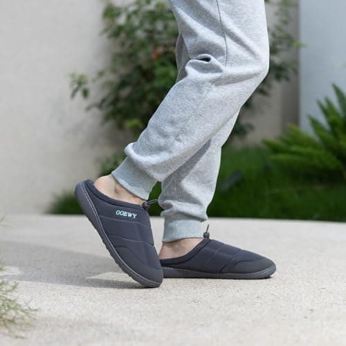 GOEWY Two-Tone Mens Slippers,Indoor and Outdoor House Shoes with Memory Foam,Anti-Slip Bedroom Slippers as Gifts for Mens Him Dad Husband boyfriend - Thumbnail 2