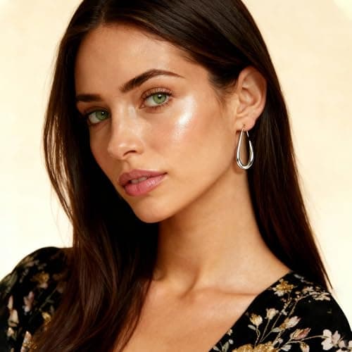 YBNGSMK Silver Earrings for Women - Hypoallergenic Earrings for Women - Lightweight Hoop Jewelry 1 Pair - Thumbnail 4
