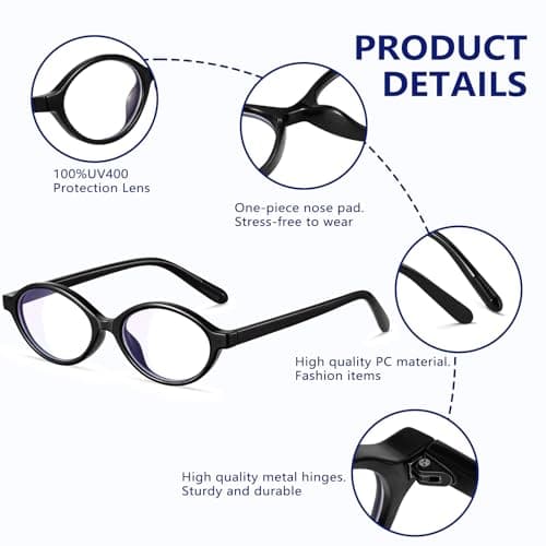 YDAOWKN Oval Blue Light Blocking Glasses for Women Men,Glasses Frame Bluelight for Gaming/Computer/Screen - Thumbnail 4