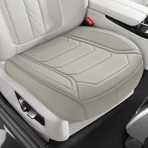 2 Pack Front Leatherette Seat Covers Faux Leather Bottom Car Seat Covers, Super Breathable,Anti-Slip,Universal Seat Covers for Cars,Full Wrapping Edge Fit for Most Sedans SUV Pick-up (2 Pack Gray)