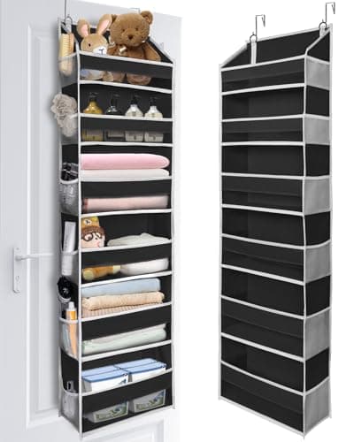 ULG Over The Door Organizer with 6 Large Pockets 12 Side Pockets, 50lbs Weight Capacity Door Hanging Organizer for Bedroom, Bathroom Black - Image 1