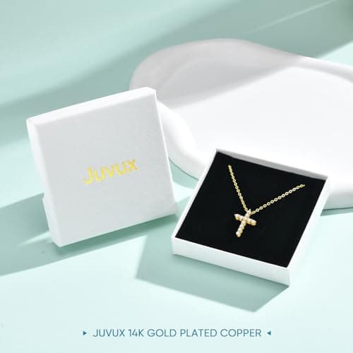 Juvux Cross Pendant Necklaces for Women 14K Gold Plated Cubic Zirconia Cross Necklace Simple Jesus Cross Necklace Christian Easter Religious Trendy Faith Minimalist Gift Necklace for Mom (Gold) - Thumbnail 6