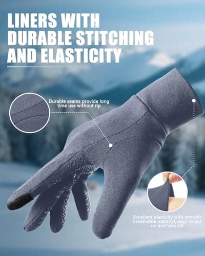 Aegend Lightweight Winter Gloves for Men Women, Warm Running Gloves Touchscreen Thermal Glove Liners for Cold Weather Driving, Cycling & Hiking, Non-Slip, Elastic Cuff, Stretchy, Durable - Thumbnail 4