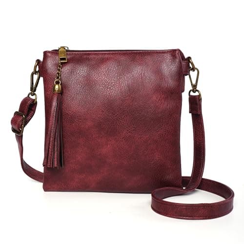 seOSTO Vegan Leather Crossbody Purse for Women, Medium Sling Bag for Everyday Use | Adjustable Strap, Multi-Compartment (burgundy) - Image 1