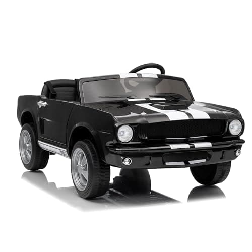 Garvee 24V 2 Seater Ride on Licensed Shelby GT350, Battery Powered Ride on Toys for Kids with Remote Control, Ford Shelby Kids Electric Vehicle 2 Seat, Safety Belt, 2 Speeds, LED Lights, Black