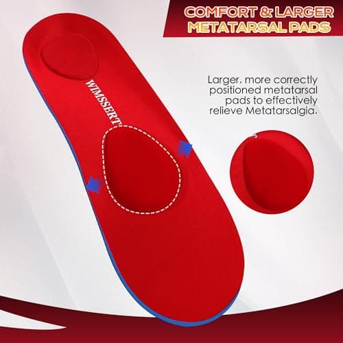 Metatarsalgia Insoles for Walk & Standing, Larger Metatarsal Pad for Ball of Foot Pain, Morton's Neuroma Relief, Comfort Orthotics Inserts with Heavy Duty High Arch Support & Heel Cushion, Men Women - Thumbnail 3