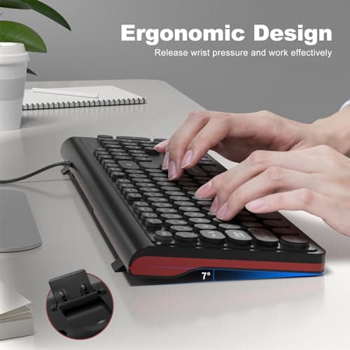 Dilter USB Wired Computer Keyboard with Backlit - Full Size Office Keyboard with Number Pad, Caps Indicators, Foldable Stands, for PC Laptop Desktop Windows 7 8 10 11 (Black) - Thumbnail 5
