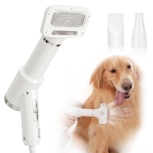 Portable Dog Hair Dryer with Brush – 300W, 3 Heat Settings, Professional, Overheat Protection for Small Medium Pets - Image 1
