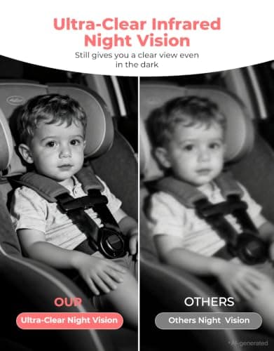 LUKVIEW BM2A Car Camera Baby Monitor, 5.2" 1080P HD Screen with 3X Zoom & IR Night Vision, Baby Car Camera for Rear Facing Seats, Easy Install for Girls, Parents and Pet Lovers - Thumbnail 4