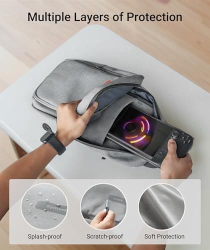 Syntech Carrying Case Compatible with Steam Deck OLED/ROG Ally X/ROG Xbox Ally X/Legion Go S/Nintendo Switch 2/PS Portal, Portable Travel Sling Bag for Consoles & Accessories with Large Storage, Gray - Thumbnail 4