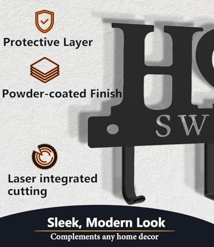 Key Holder Hooks Organizer Hanger Rack Wall Mounted Sweet Home Metal Decor Stylish and Practical for Entryway Front Door Kitchen Hallway Garage Mudroom Office Hardward Included Black (Sweet 13 inches) - Thumbnail 6