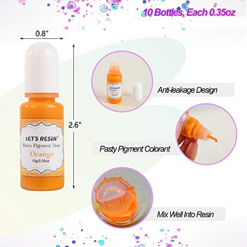LET'S RESIN Opaque Resin Paste,10 Colors Epoxy Resin Pigment Paste Each 0.35oz,Thick & Highly Concentrated Coloring Pastes, Colorant for Epoxy Coloring, Jewelry, Molds - Thumbnail 4