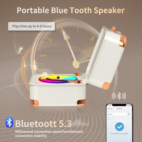 MEI SHUO PIN Portable Bluetooth Speaker,Mini Record Player,HD Sound Quality, Mini Bluetooth Speaker, up to 8 Hours of Play Time,TWS Pairing,Suitable for Family Parties, Outdoor Travel, Birthday Gifts - Thumbnail 4
