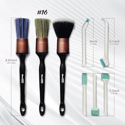 8PCS Car Detailing Brush Set, Mixed Bristles Soft Detail Brushes, Rose Gold - Thumbnail 2