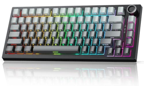 RASSE 75% Wireless Mechanical Keyboard with Knob, Tri-Mode RGB Gaming Keyboard, Side Printed PBT Keycaps, Hot Swappable Compact Keyboard, Bluetooth/2.4G/USB-C for PC Laptop Mac - Image 1