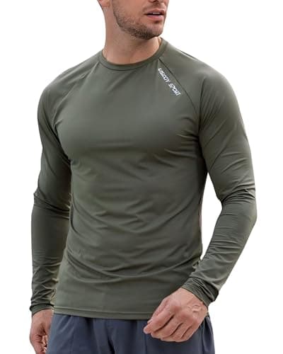 USKOY Men‘s UPF 50+ Long Sleeve Rash Guard Shirt, Quick Dry Athletic Sun Shirt for Swimming, Running, Workout Tungsten Gray L