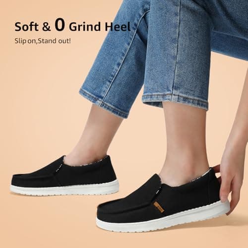 STQ Slip on Sneakers with Arch Support Women's Casual Boat Summer Orthopedic Shoes for Travel and Business Black US 6 - Thumbnail 5