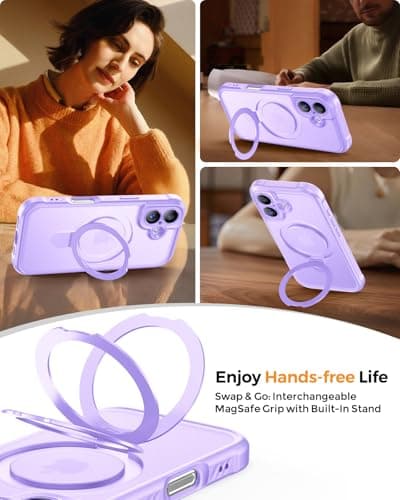 MOCCA Design for iPhone 17 Case, Compatible with Magsafe [Premium Invisible Magnetic Ring Stand] [Military Drop Protection] Full Camera Guard Translucent Matte Slim Phone Cover 6.3",Light Purple - Thumbnail 4