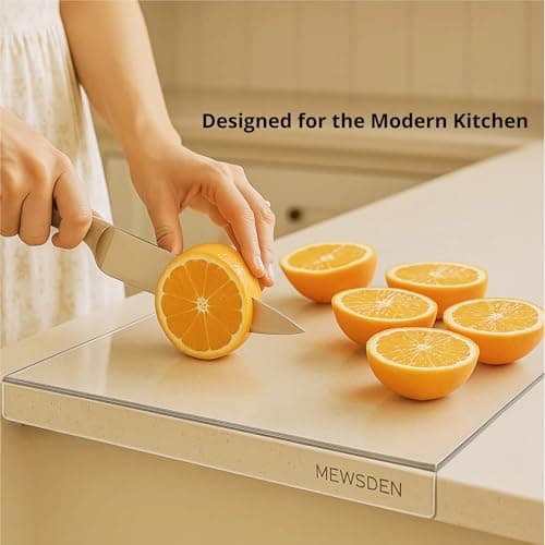 Acrylic Cutting Board with Counter Lip, Clear Cutting Boards for Countertop Protector, Non-Slip Cutting Board for Kitchen Counter, Aesthetic Kitchen Decor Gadgets House Warming Gifts(16.1"x12.5") - Thumbnail 2