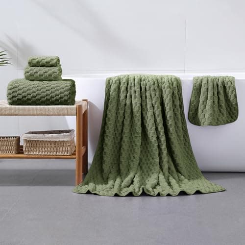NALIVO Oversized Bath Towels 40x80 Inches Extra Large Bath Sheets for Adults Super Soft Quick Dry Highly Absobent Microfiber Shower Towels for Bathroom（Olive Green, 6Piece - Thumbnail 3
