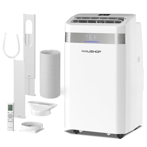 HAUSHOF 14000 BTU Portable Air Conditioners, Portable AC with Cool, Fan, Dry & Sleep Mode, AC Unit Portable with 35°-70° Auto Swing, Remote Control,24H Timer, Window Kit & Exhaust Hose Sleeve Included - Image 1