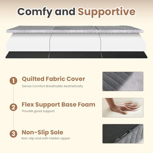 Erament 6-Inch Tri-Fold Mattress Queen Size, Covertible Bed Floor Futon Mattress with Handles & Non-Slip Bottom, Foldable Mattress with Removable Tufted for Guest, Camping, Dorm - Thumbnail 3