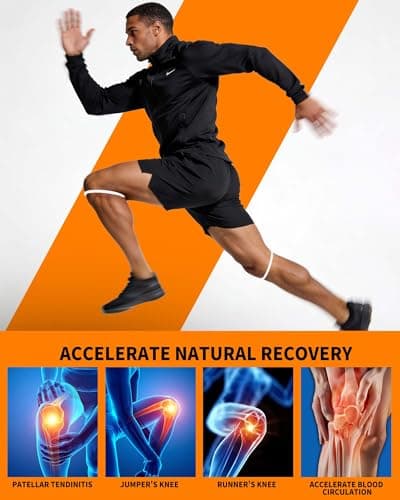 2PCS Patella Band for Knee Pain Relief, Silicone Patellar Tendon Support Strap Brace for Basketball, Running, Jumpers Knee, Tennis, Tendonitis, Soccer and Hiking, Women and Men, Includes Storage Bag (White) - Thumbnail 6