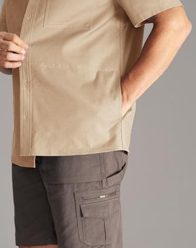 CHRONOLINE Men's Short Sleeve Work Shirt Heavyweight Cotton Canvas Utility Top 2026 Spring Summer Workwear Shirt - Thumbnail 3
